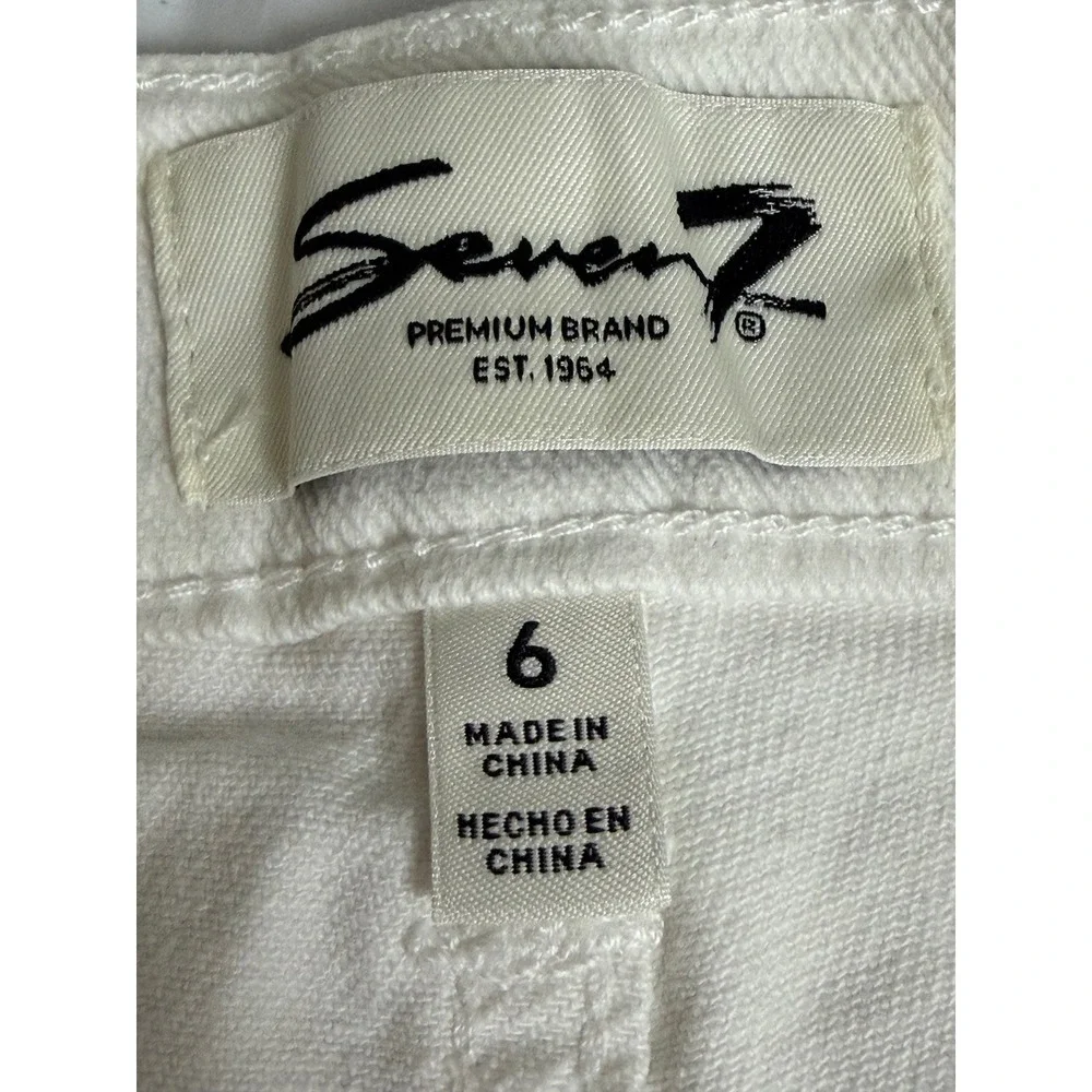 Seven7 Floral Embroidered Skinny‎ Jeans Womens 6 White Excellent High Rise Pants